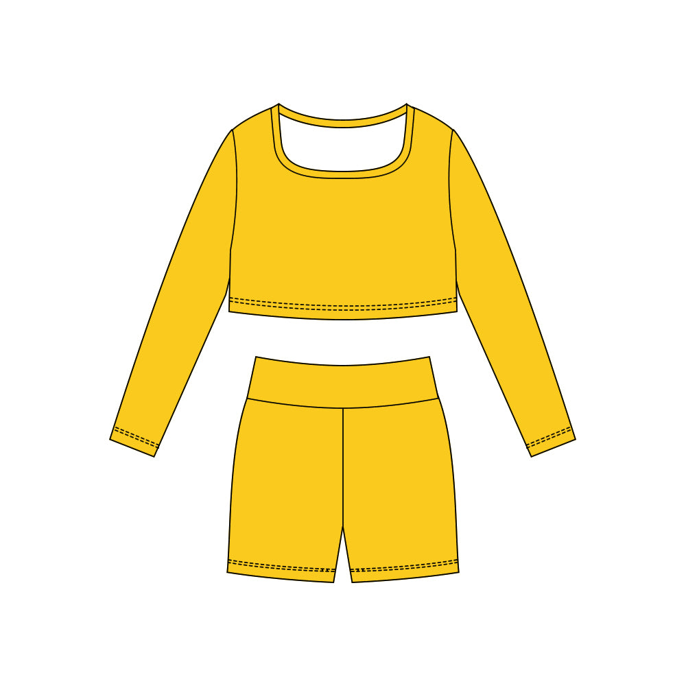 10.29 GLS0041 Pre order No Moq Yoga fabric Baby Girls Yellow Long Sleeve Shirts Top Shorts Yoga Clothes Sets