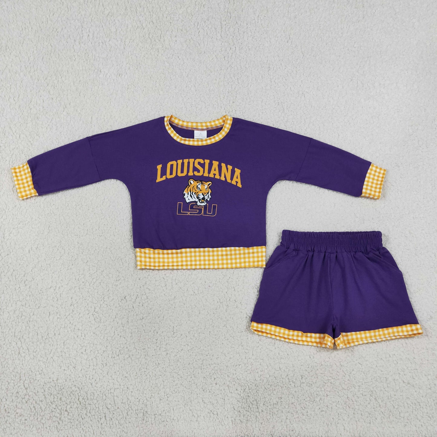 RTS NO MOQ Vinyl GLS0166 Baby Boys Vinyl Long Sleeve Top Short Team Set