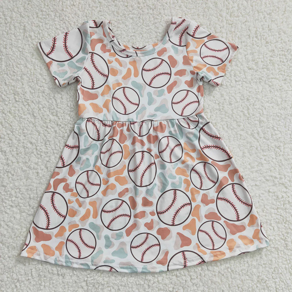 12.8 RTS Sibling Baby Girls Baseball Summer Dresses Outfits Sets