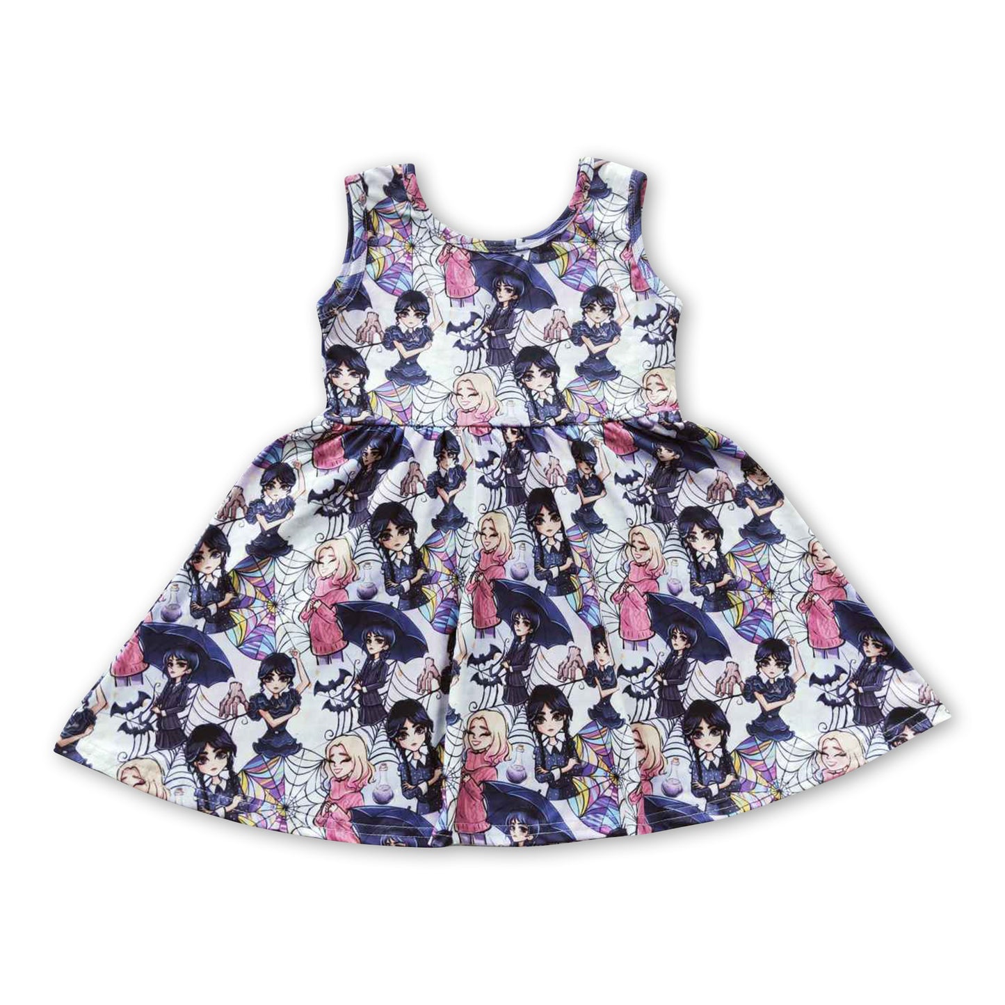 GSD0335Baby Girls Summer Dress Baby Girls Black Movie Sleeveless Knee Length Dresses