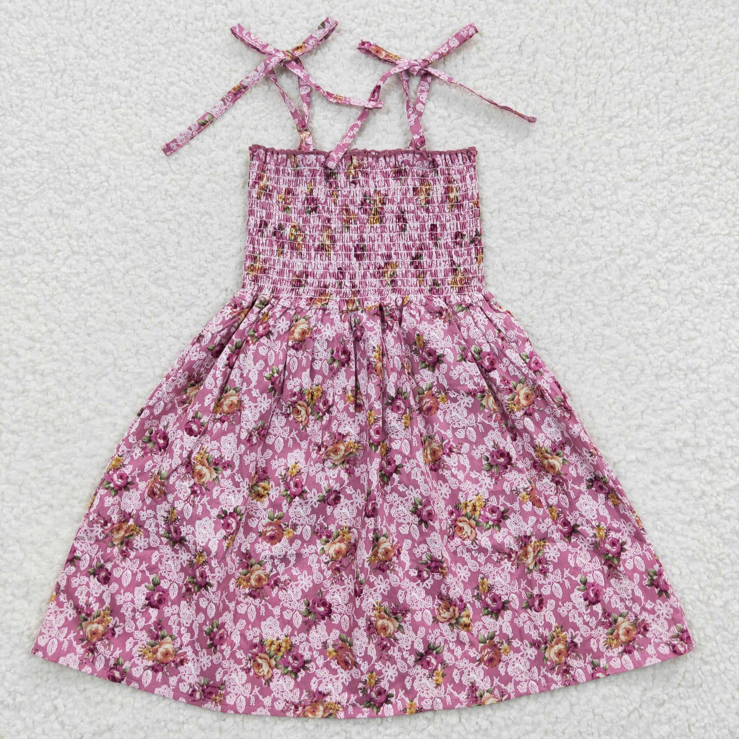 GSD0377 Sales New RTS No Moq Promotion Baby Girls Hotpink Floral Elastic Knee Length Desses