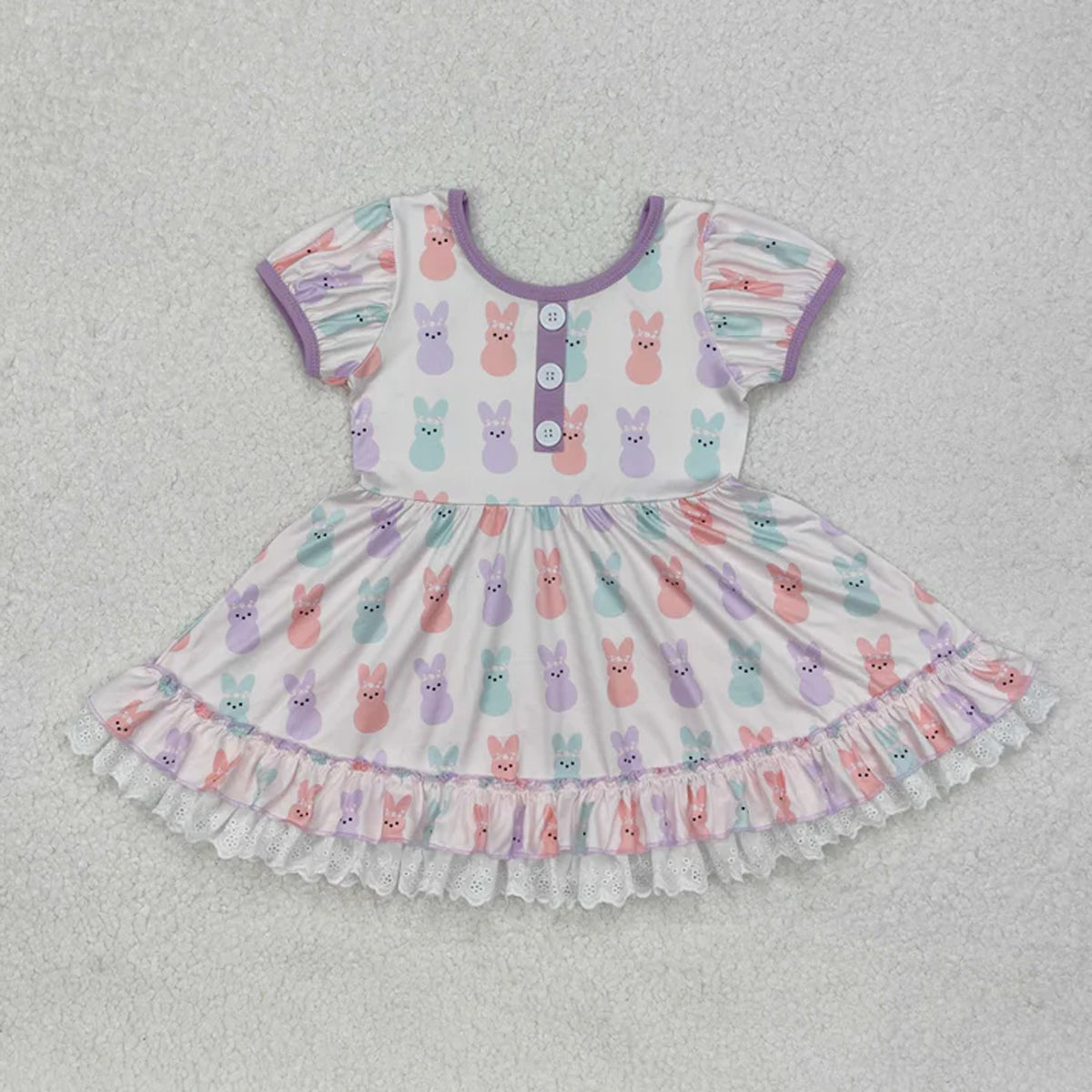 RTS Sibling Baby Girls Winter Outfits Easter Bunny Tunic Lavender Legging Clothes Sets