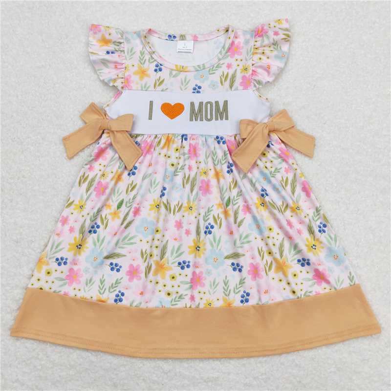 5.28 RTS NO MOQ Baby Girls Summer Outfits I love MOM floral tunic shorts girls outfits