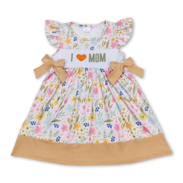 RTS SiblingI love MOM floral tunic shorts girls outfits and dresses