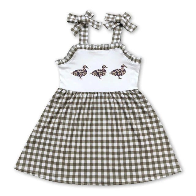 RTS Sibling plaid straps duck baby girls summer dress