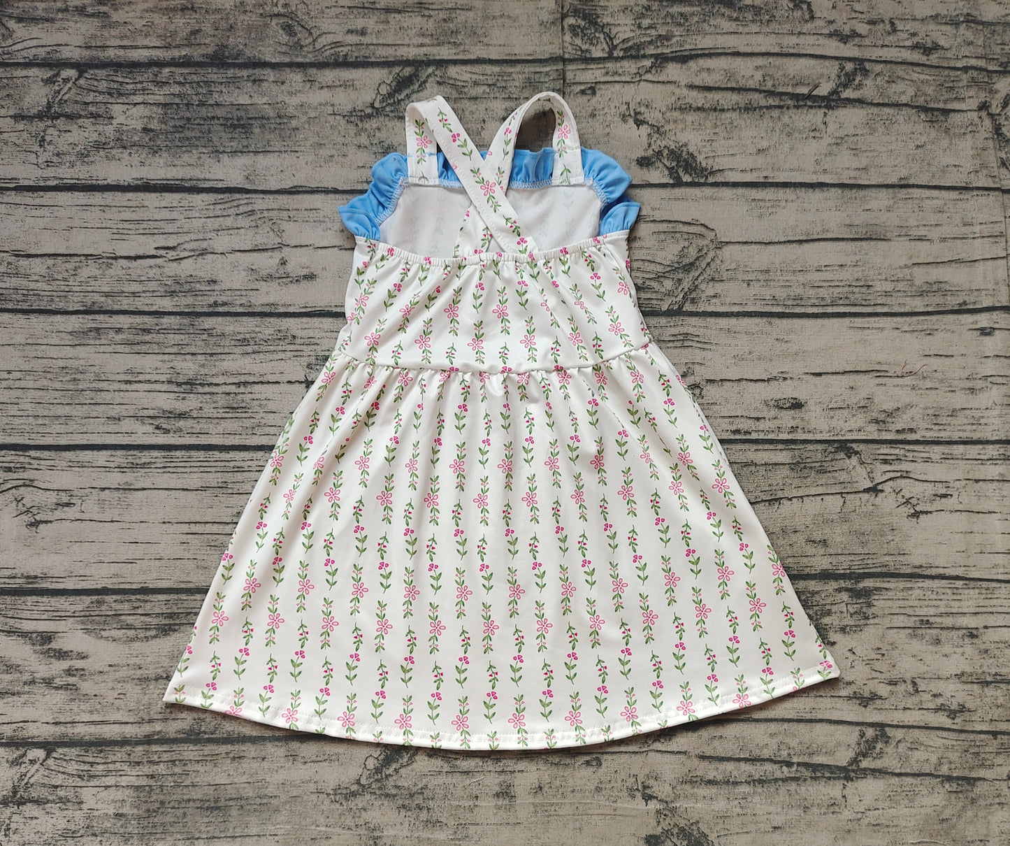 GSD1099Straps ruffle floral baby girls summer dresses