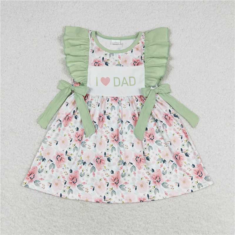 7.22 RTS NO MOQ Sleeveless I love DAD floral tunic shorts girls outfits dress rompers