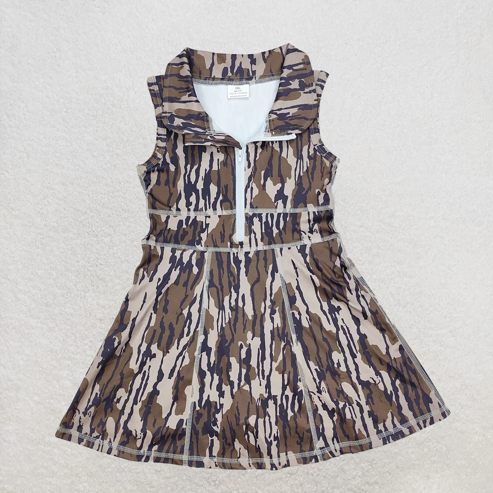 USA Shop (in stock) GSD1383 Bottomland camo sleeveless zipper athletic dress with shorts