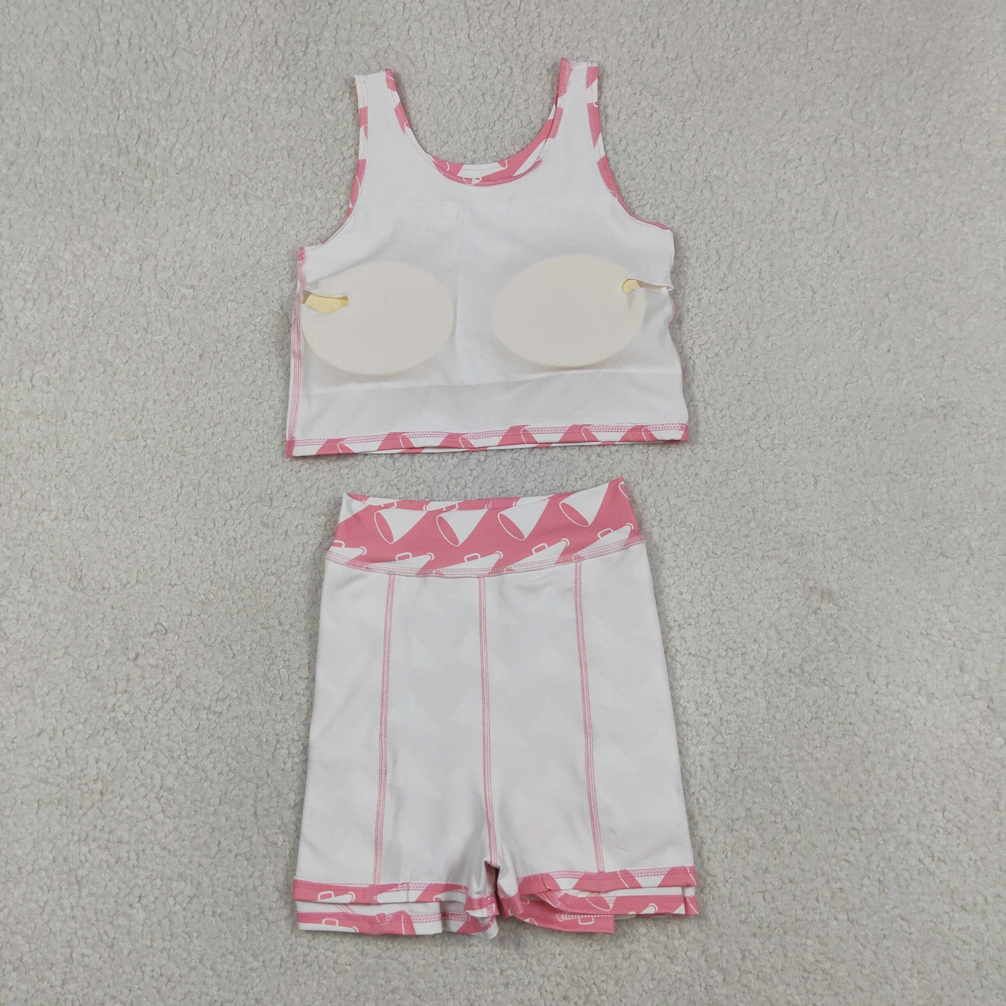 GSD1467 RTS NO MOQ (In stock )Sleeveless trumpet top skirt girls active wear set