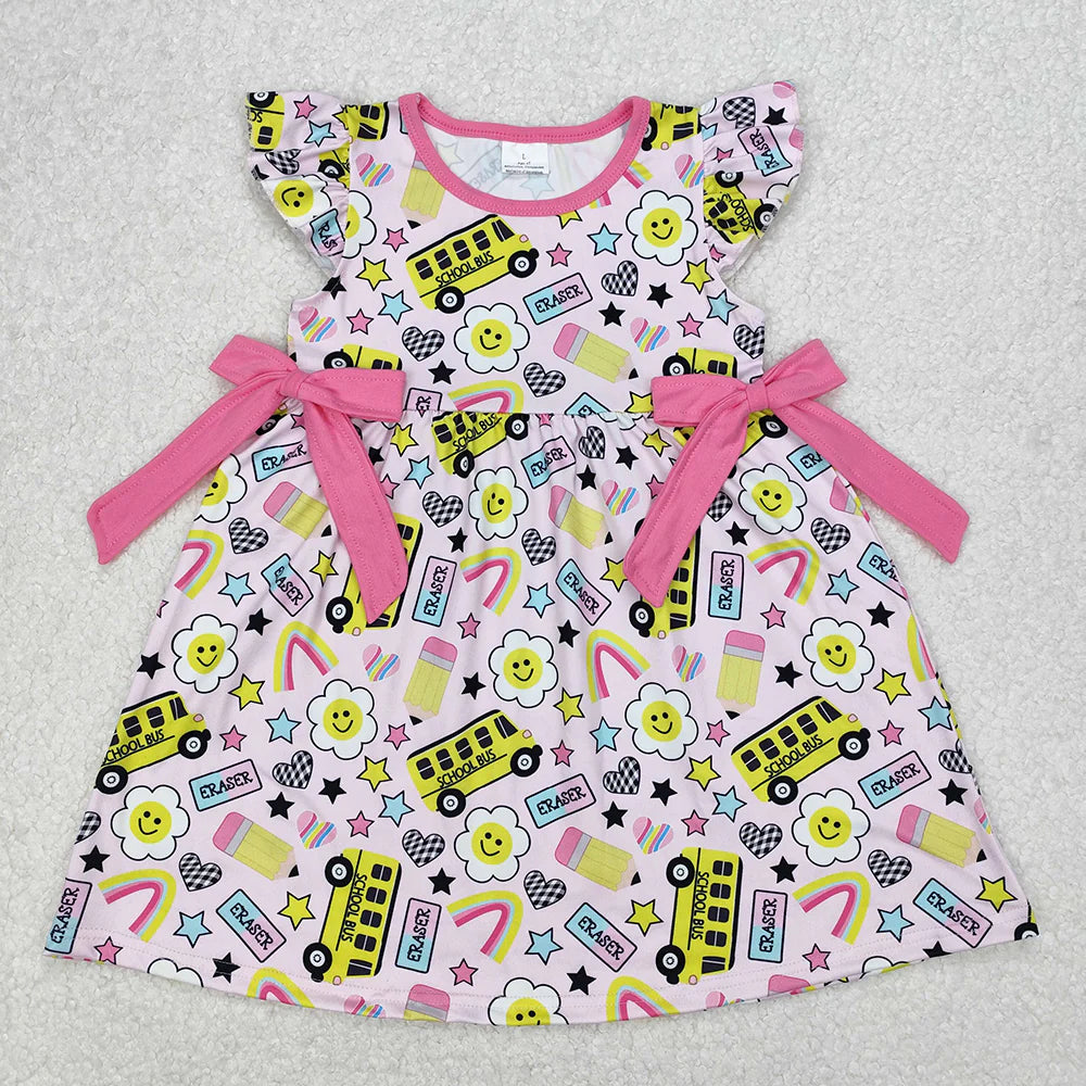 12.8 RTS Sibling Baby Girls Bus Back To School Sets Dresses