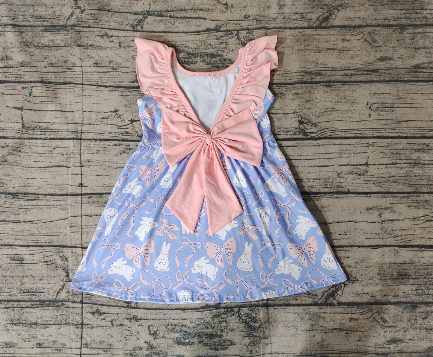 GSD1829Baby Girls Sleeveless Ruffle Rabbit Bow Easter Dresses Cute Spring/Summer Outfits for Kids