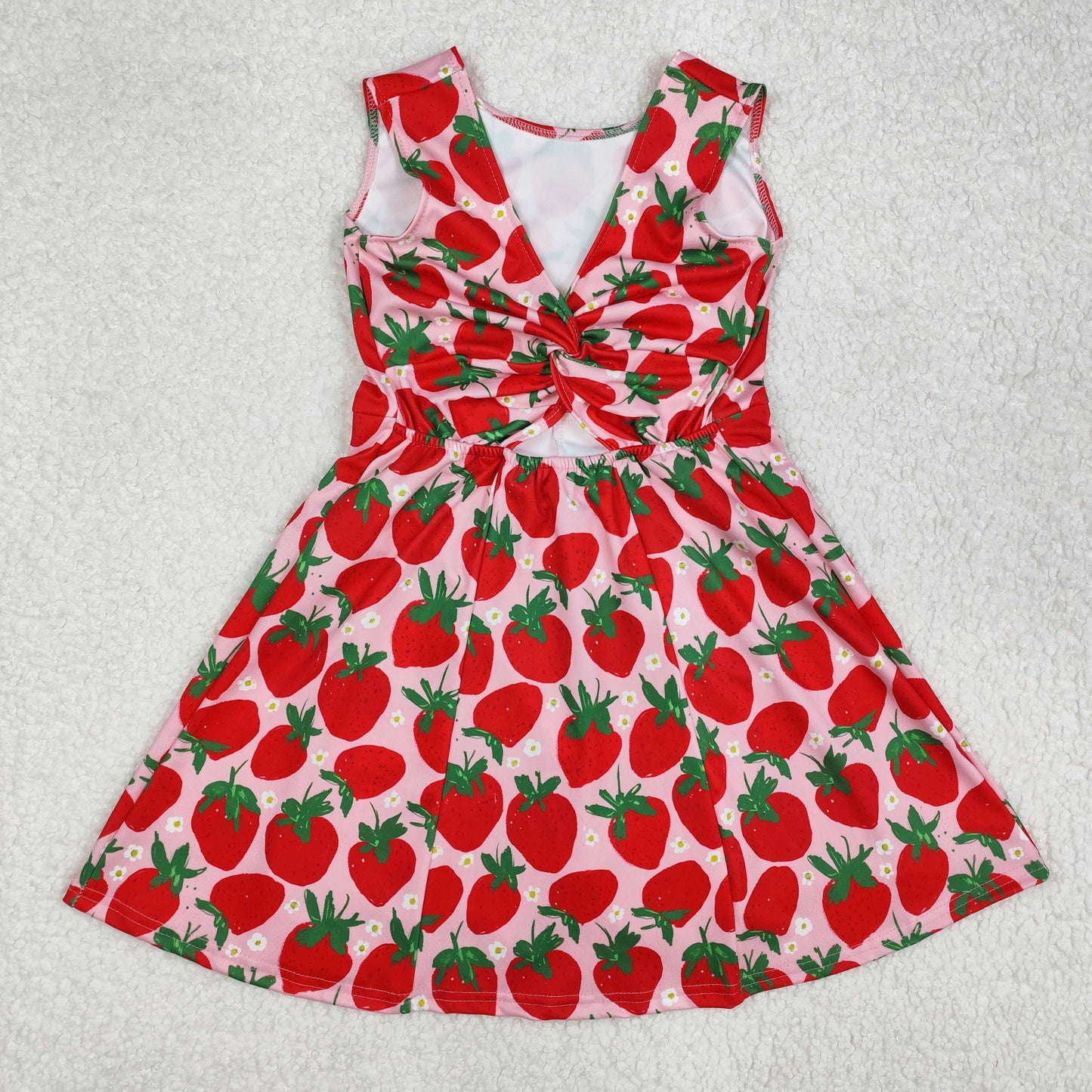 GSD1843Strawberry Floral Sleeveless Baby Girls Athletic Dresses Children's Sportswear Comfortable Lightweight Girls' Outfits