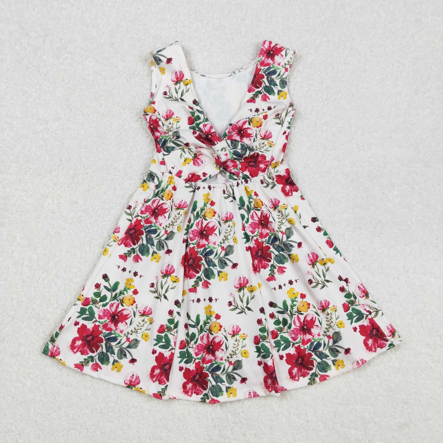 GSD1844Hot Pink Floral Sleeveless Baby Girls Athletic Dresses Children's Sportswear Comfortable Lightweight Girls' Outfits