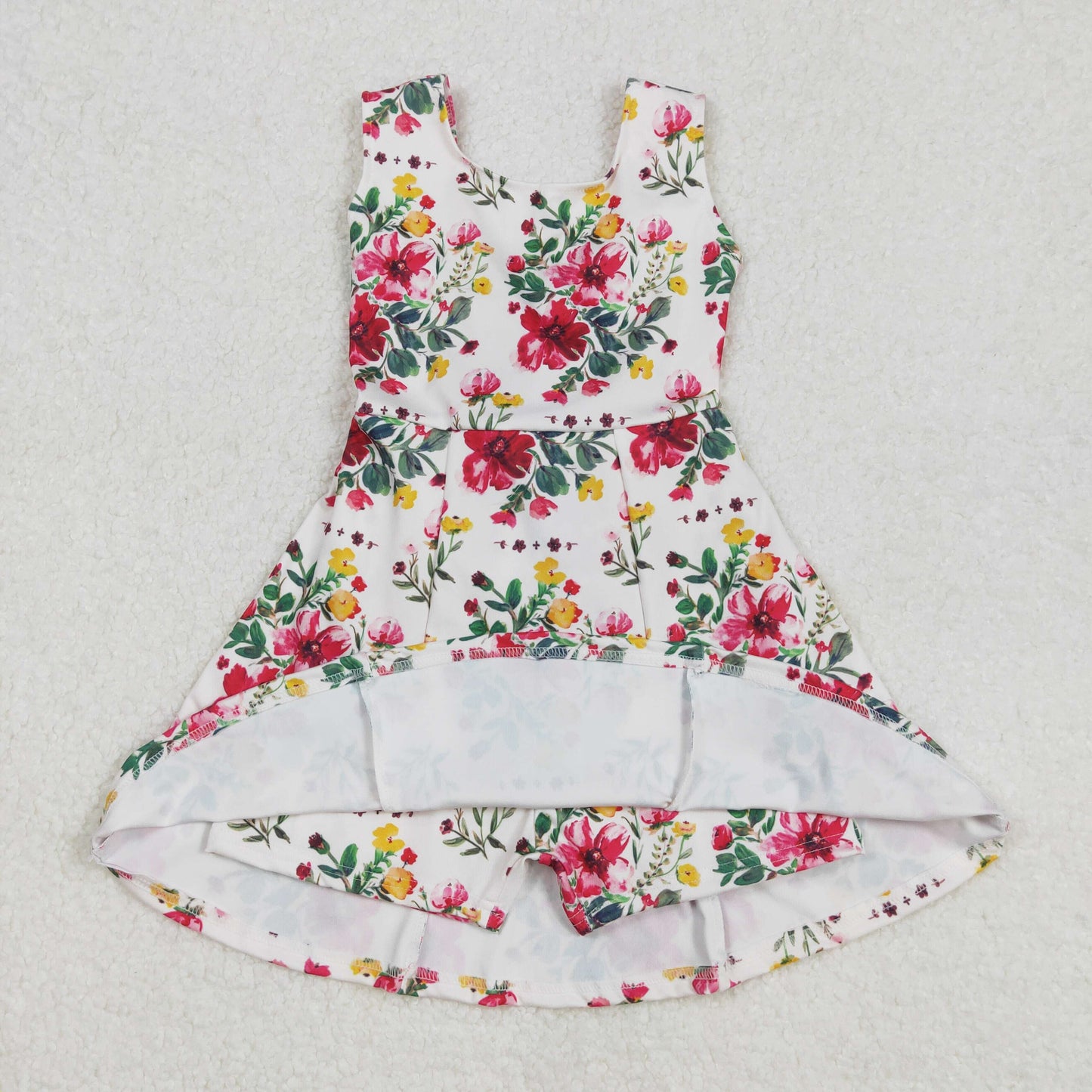 GSD1844Hot Pink Floral Sleeveless Baby Girls Athletic Dresses Children's Sportswear Comfortable Lightweight Girls' Outfits