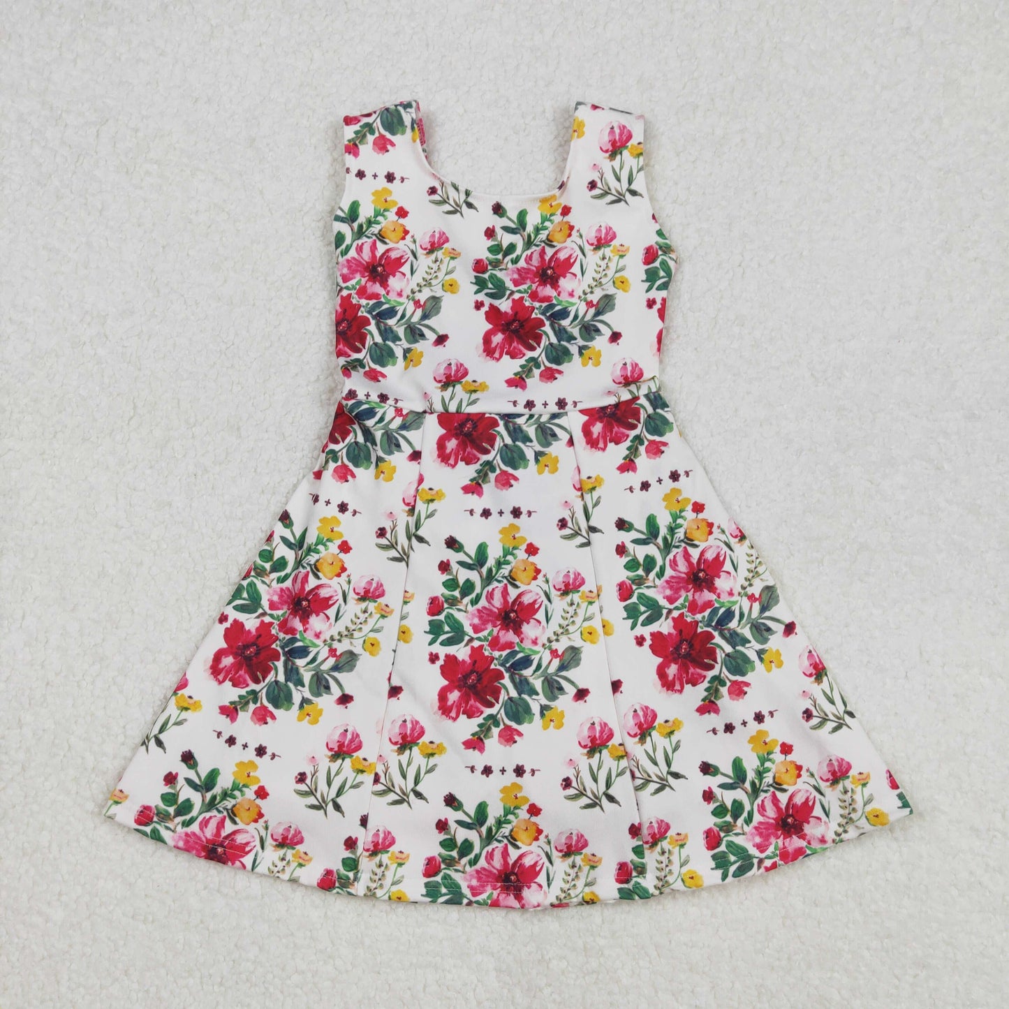 GSD1844Hot Pink Floral Sleeveless Baby Girls Athletic Dresses Children's Sportswear Comfortable Lightweight Girls' Outfits
