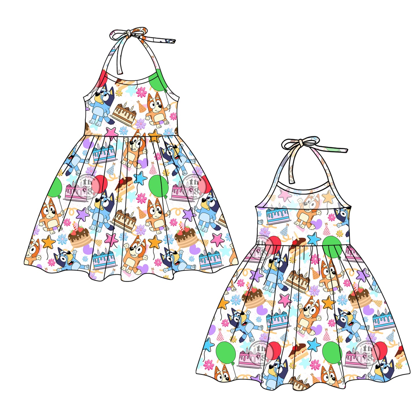 Happy birthday cake dog halter top shorts girls clothes