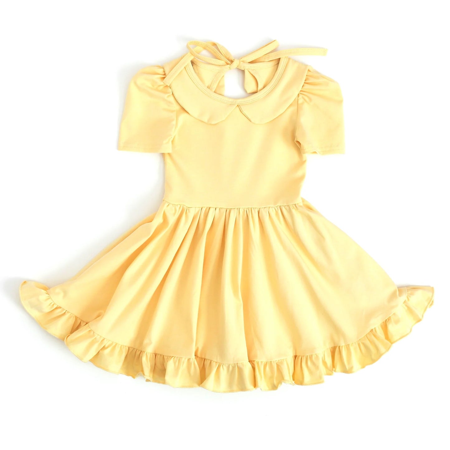 Lavender short sleeves ruffle summer girls dresses