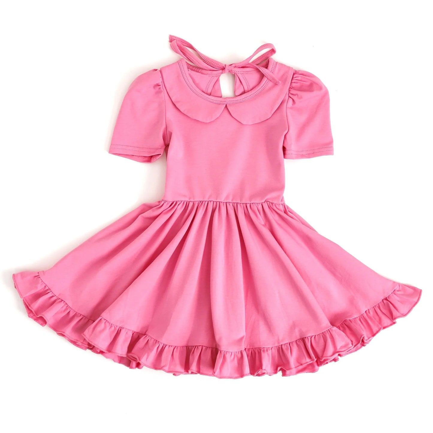 Lavender short sleeves ruffle summer girls dresses