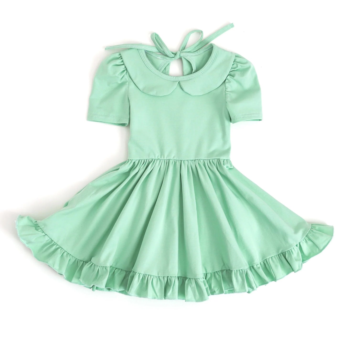 Lavender short sleeves ruffle summer girls dresses