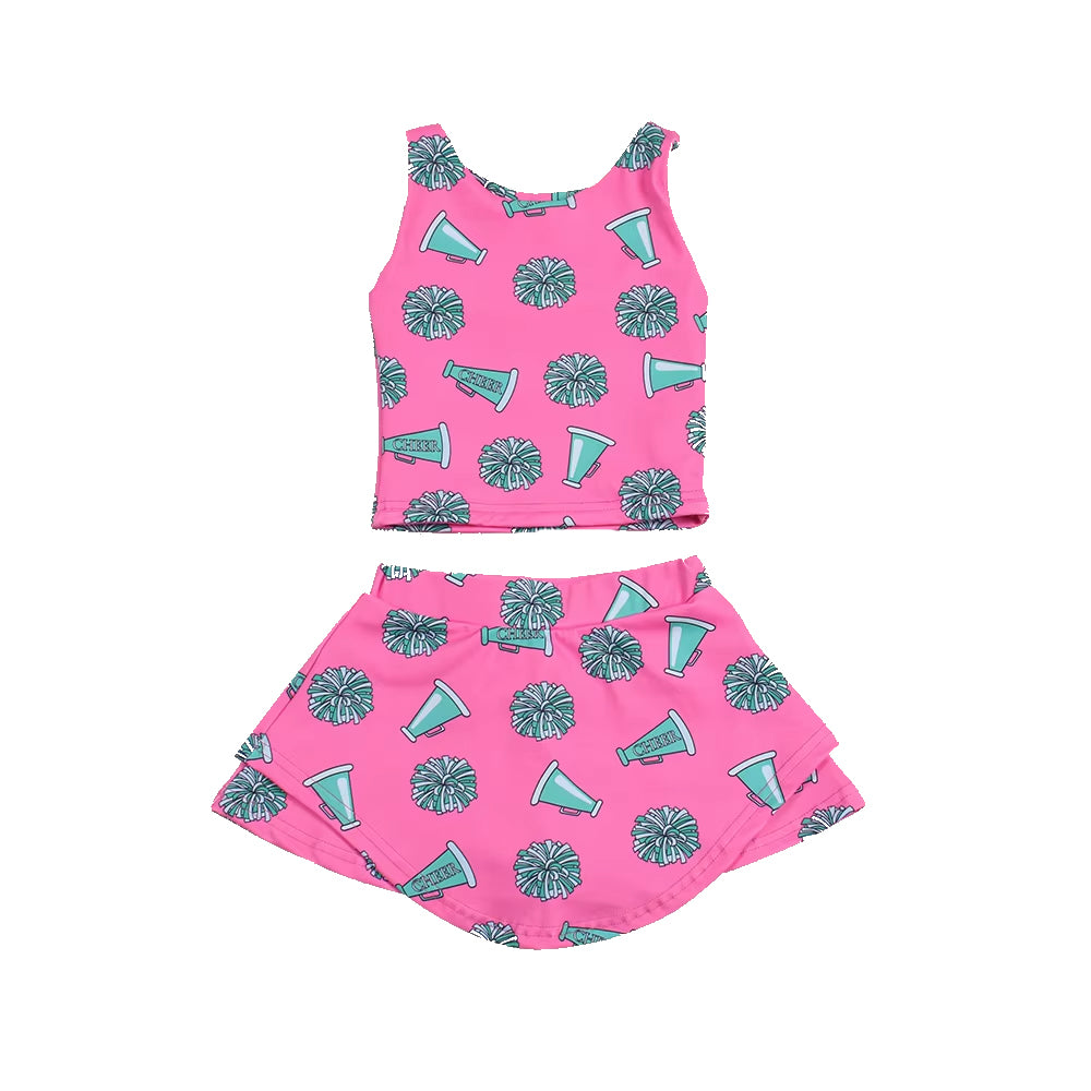 Maroon sleeveless cheer kids girls active wear set