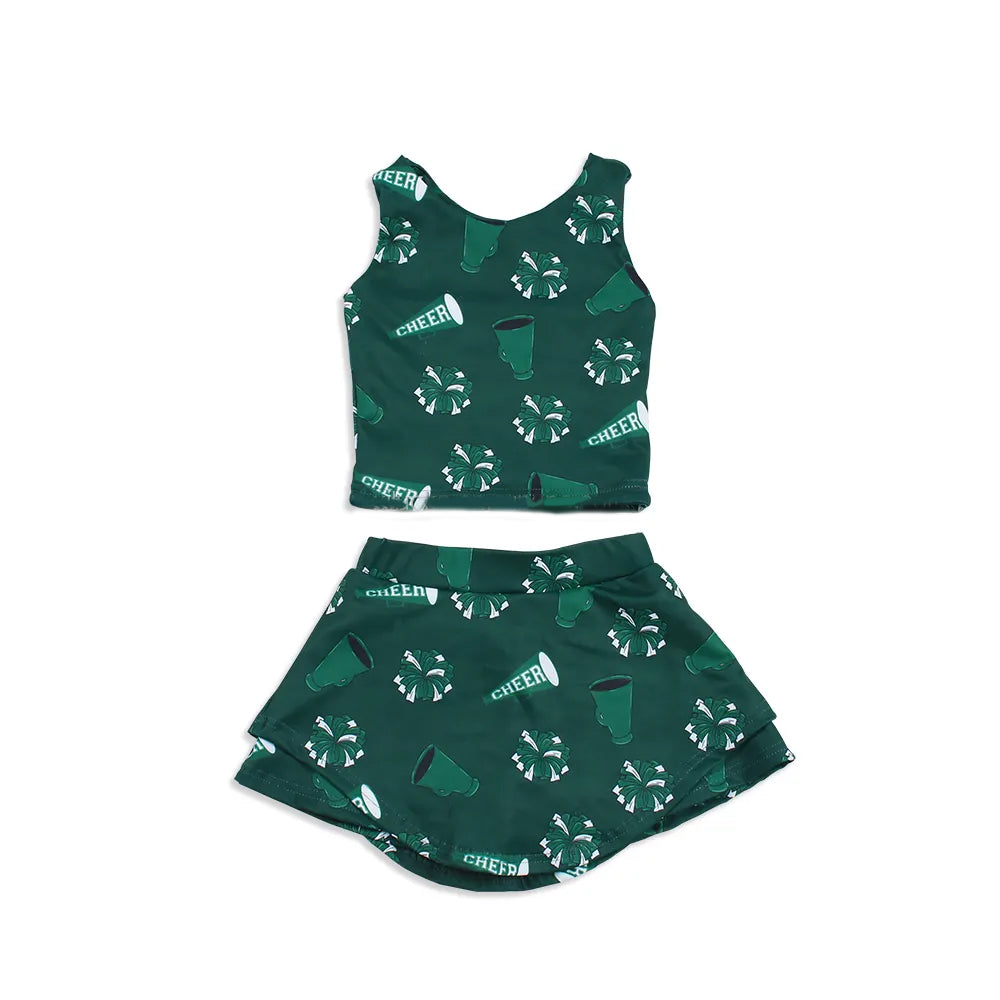 Maroon sleeveless cheer kids girls active wear set