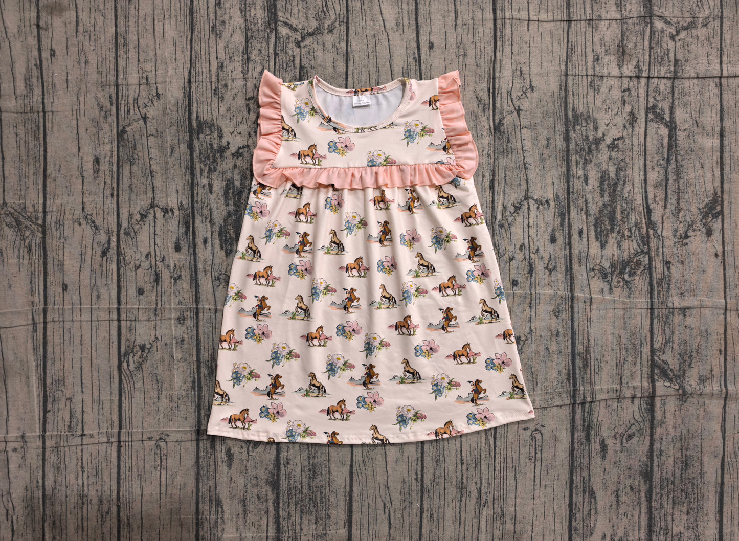 5.28 GSD1940 Sample No Moq Ruffle horse rodeo baby girls western dresses