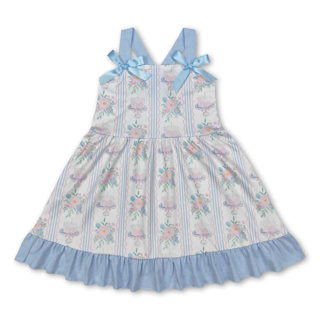 RTS Sibling Light blue daisy baby girls spring summer dresses