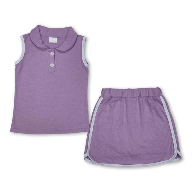 RTS Sibling sleeveless polo shirt skirt cotton kids girls clothing