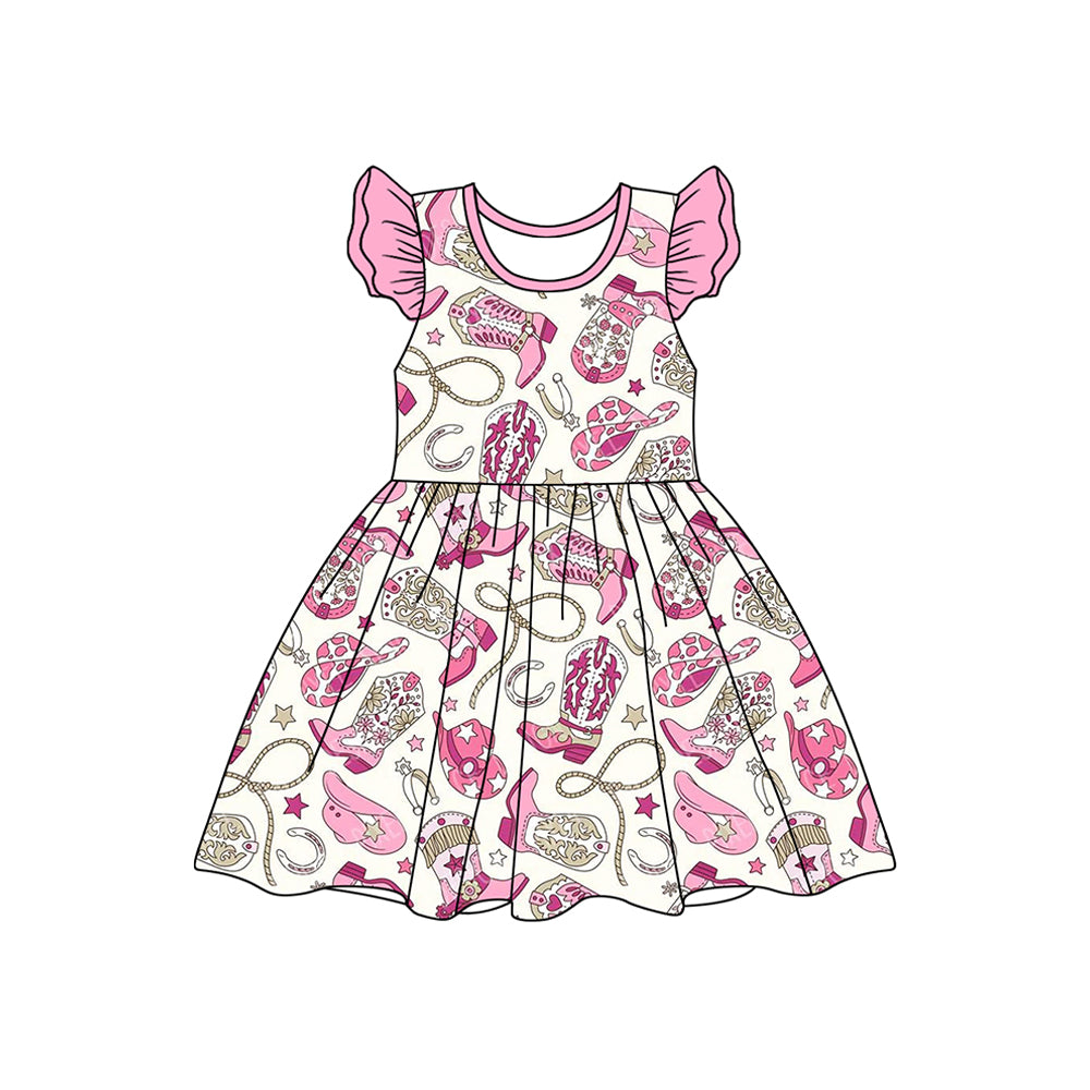 Girls Pink Western Cowgirl Outfit Club Boots Hat Top Shorts Set Country Style Children's Clothing Set for Girls