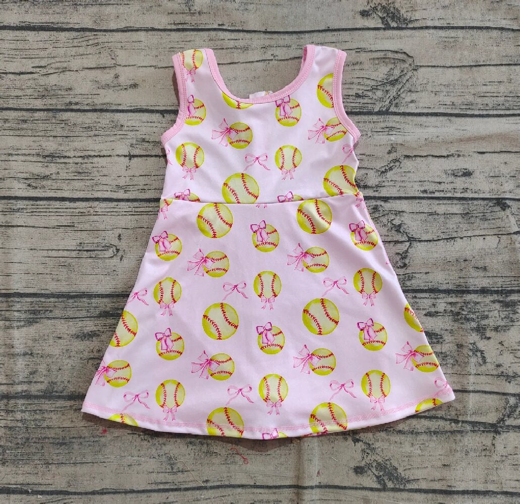 7.14 RTS NO MOQ Sleeveless softball bow top skirt girls active wear set