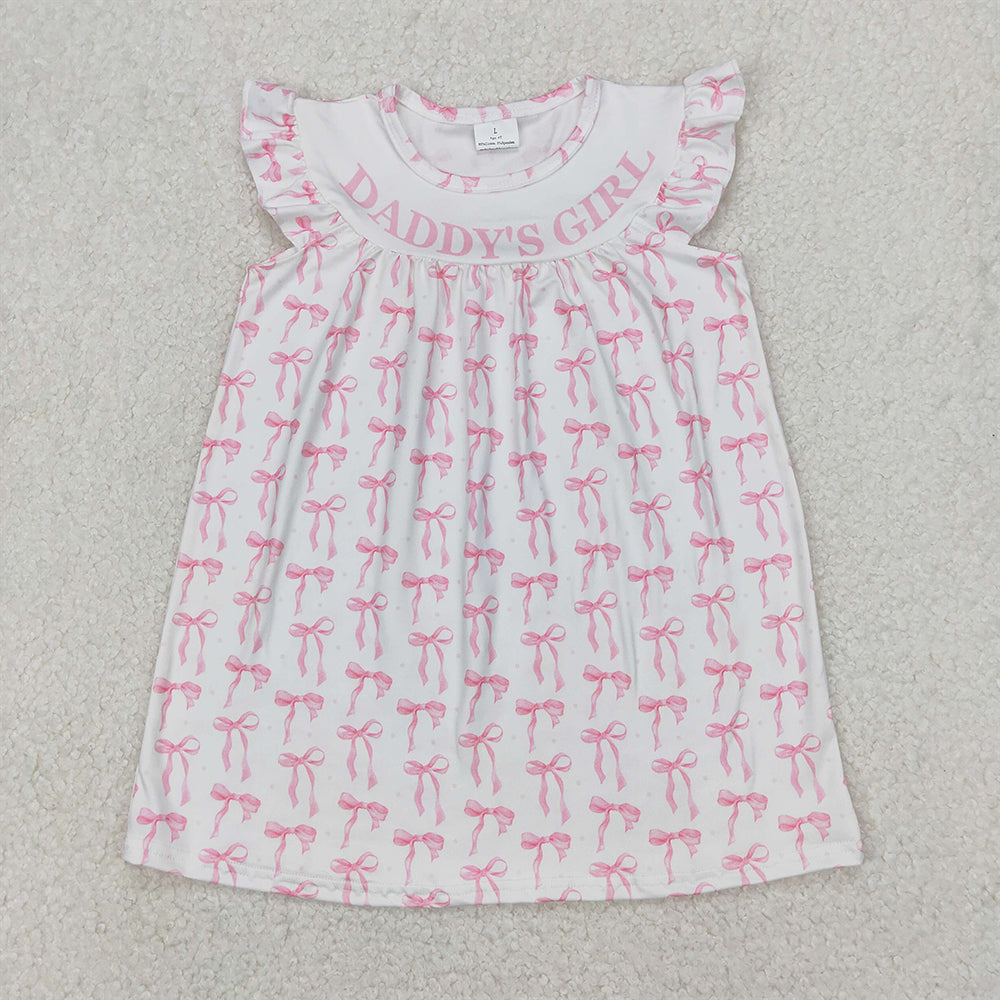 4.07 GSD2054 RTS NO MOQ Baby Girls Summer Dress Daddy's girl pink bow baby kids summer dresses