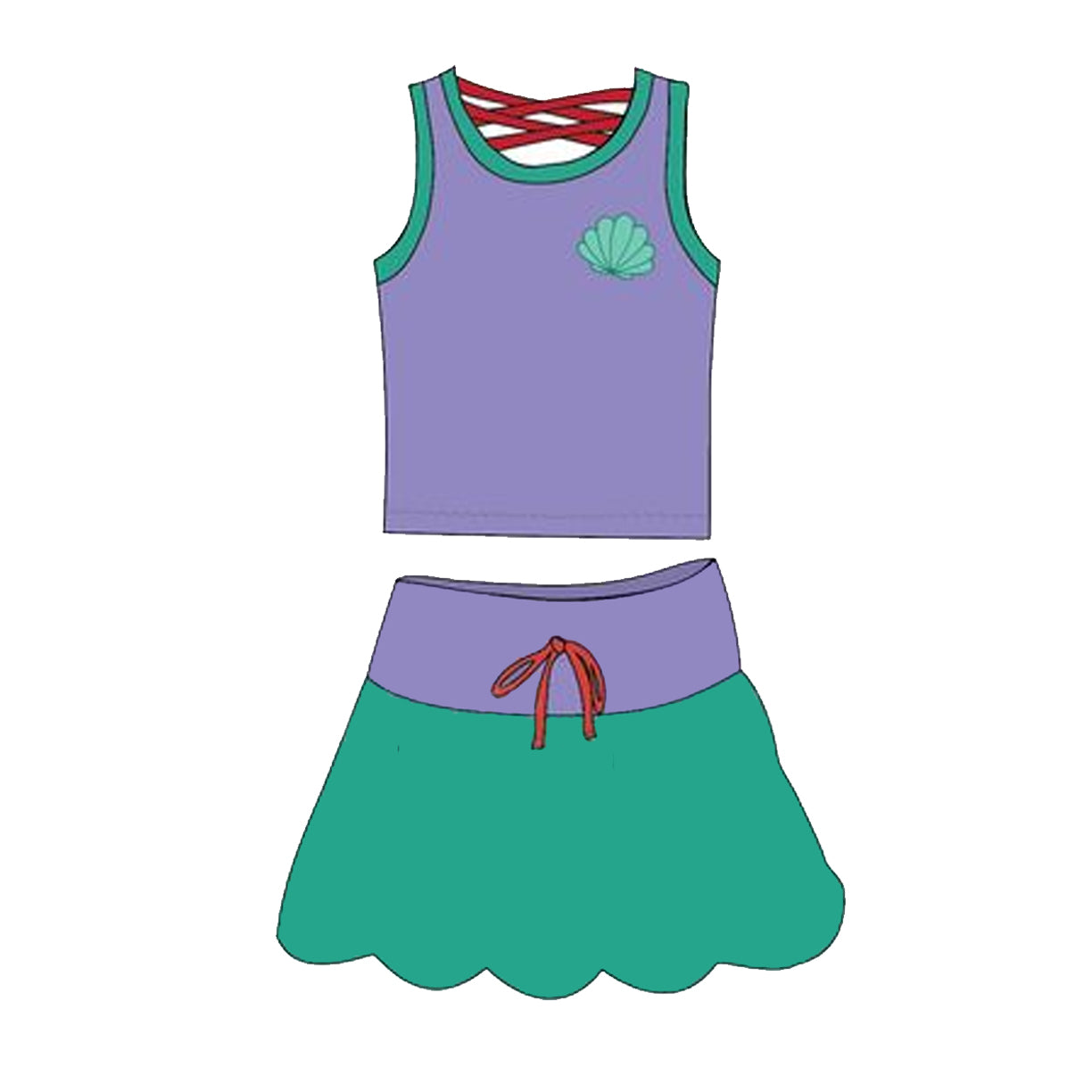 Light Blue Princess Top Skirt Girls Clothes Sleeveless Shoes Matching Outfit Set for Kids