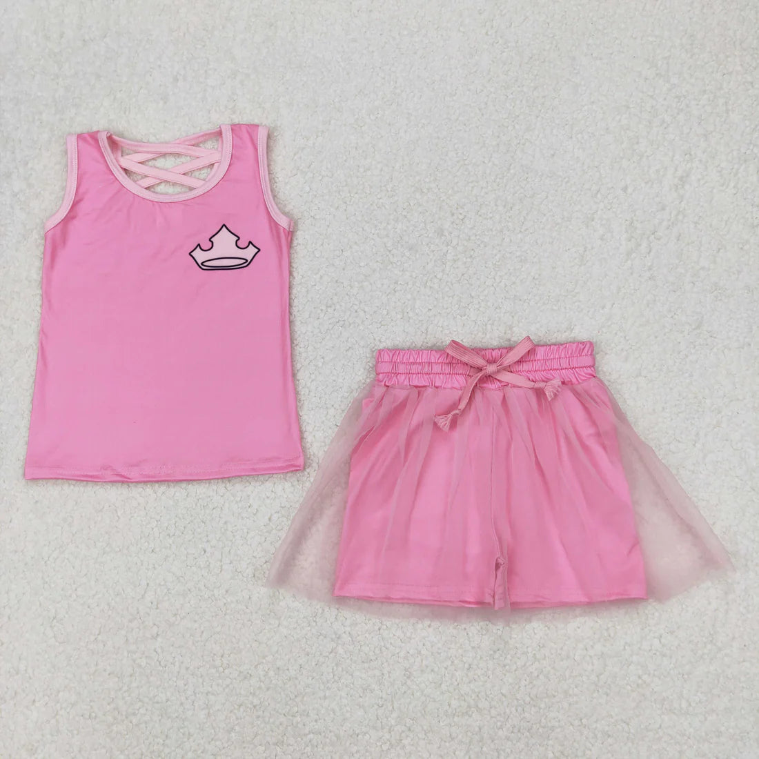 10.18 RTS Sibling Baby Girls Sleeveless Princess Vest Shirt Tassel Short Skirt Clothes Sets