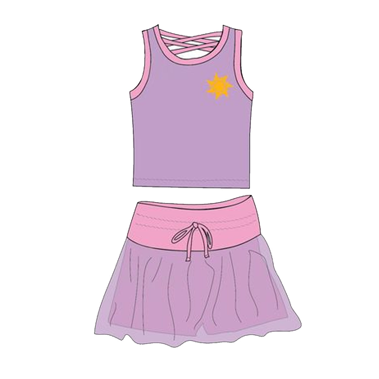 Light Blue Princess Top Skirt Girls Clothes Sleeveless Shoes Matching Outfit Set for Kids