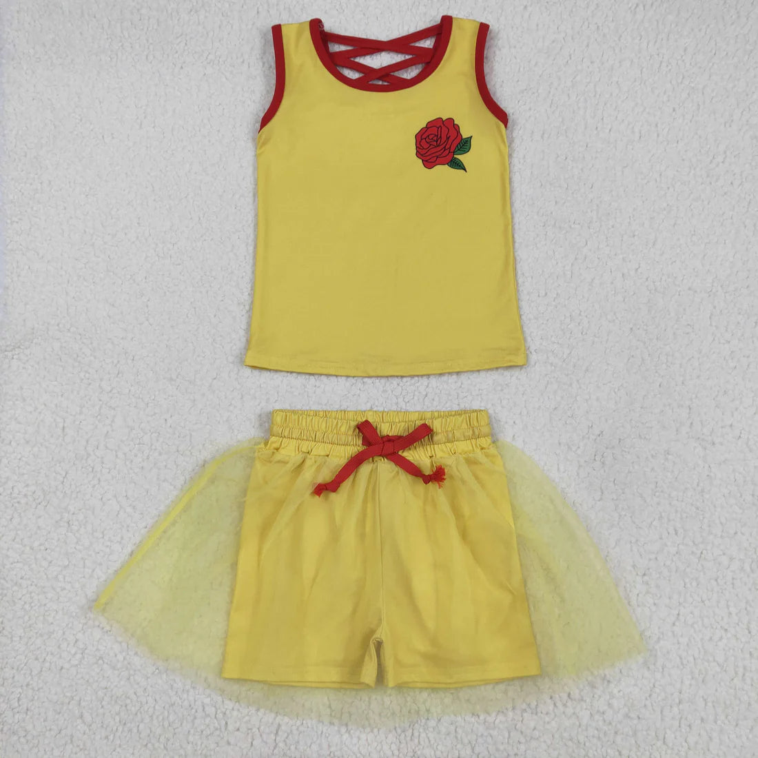 10.18 RTS Sibling Baby Girls Sleeveless Princess Vest Shirt Tassel Short Skirt Clothes Sets