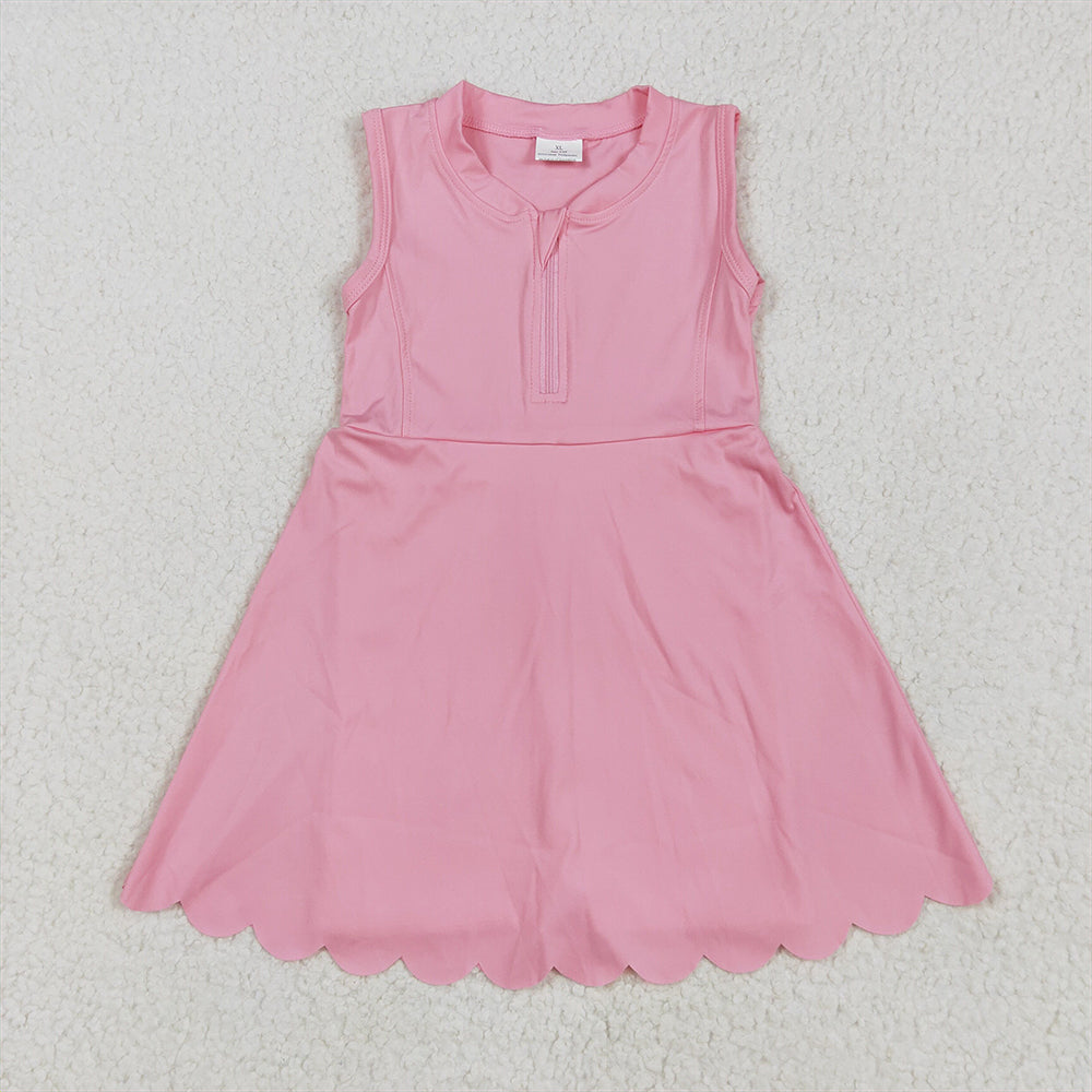 8.18 Sibling Baby Girls Summer Yoga Dress Blue sleeveless zipper kids girls athletic dresses