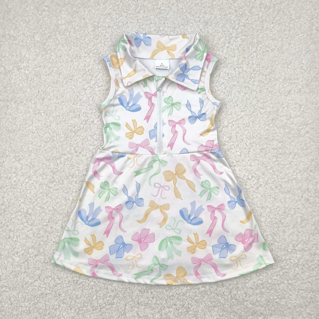 10.4 RST Sibling Baby Girls Colorful Bows Yoga Active Wear Skort Knee Length Dresses