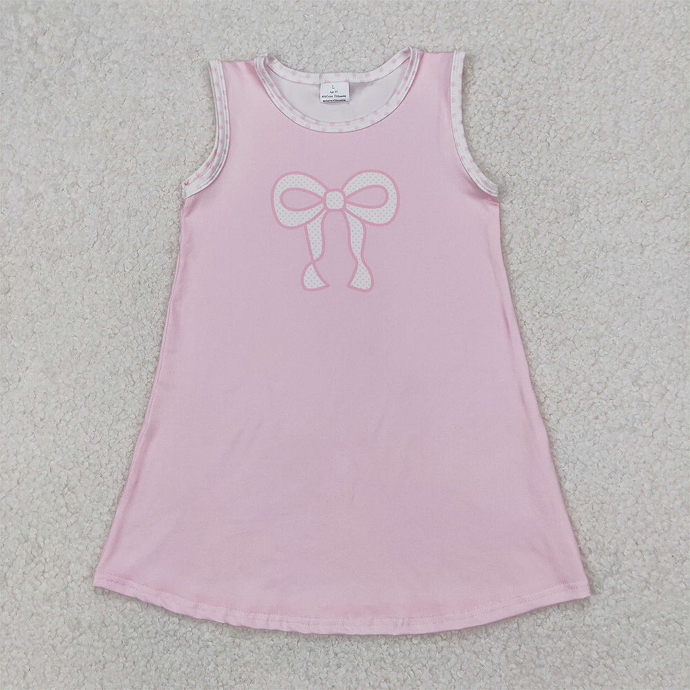 6.13 GSD2157 RTS NO MOQ Baby Girls Summer Dress Baby Girls Sleeveless Pink Bow Dress