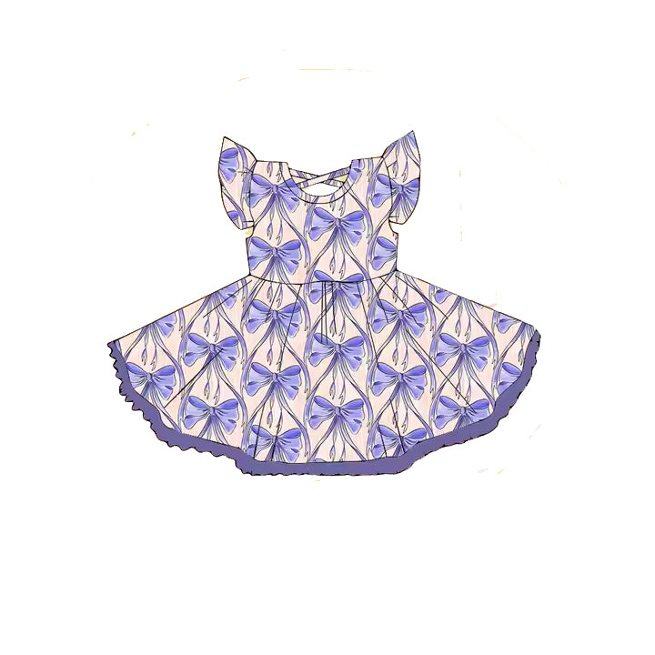 GSD2205Purple Baby Girls Dress with Flutter Sleeves Cute Infant Girl's Clothing Soft Lightweight Kids Fashion