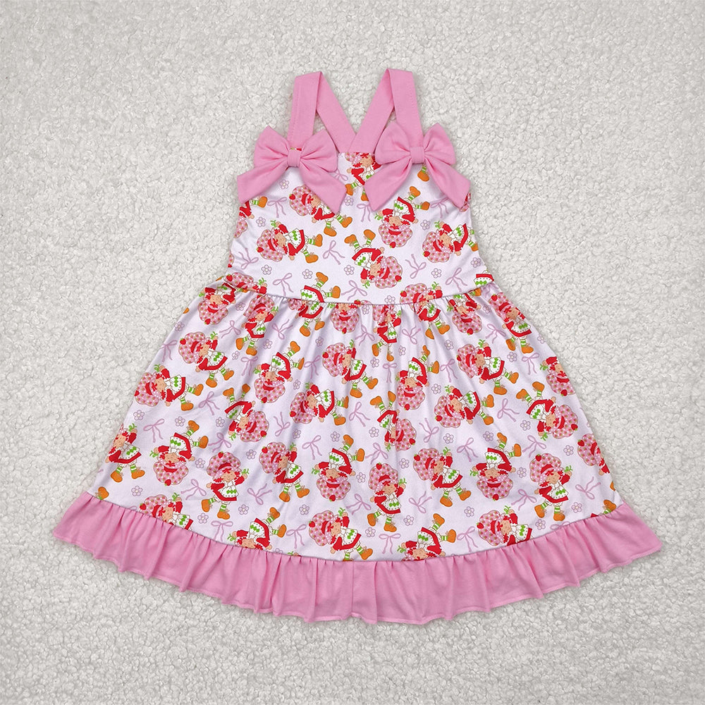 5.17 GSD2213 RTS NO MOQ Baby Girls Summer Dress Baby Girls Strawbrry Pink Dress