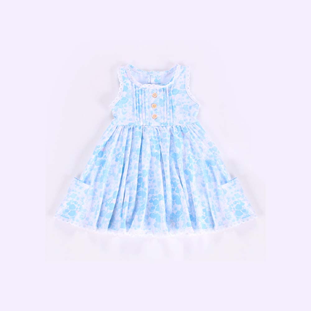 pre order Pink Floral Print Sleeveless Baby Girls Dress with Pockets Cute Summer Dress for Little Girls