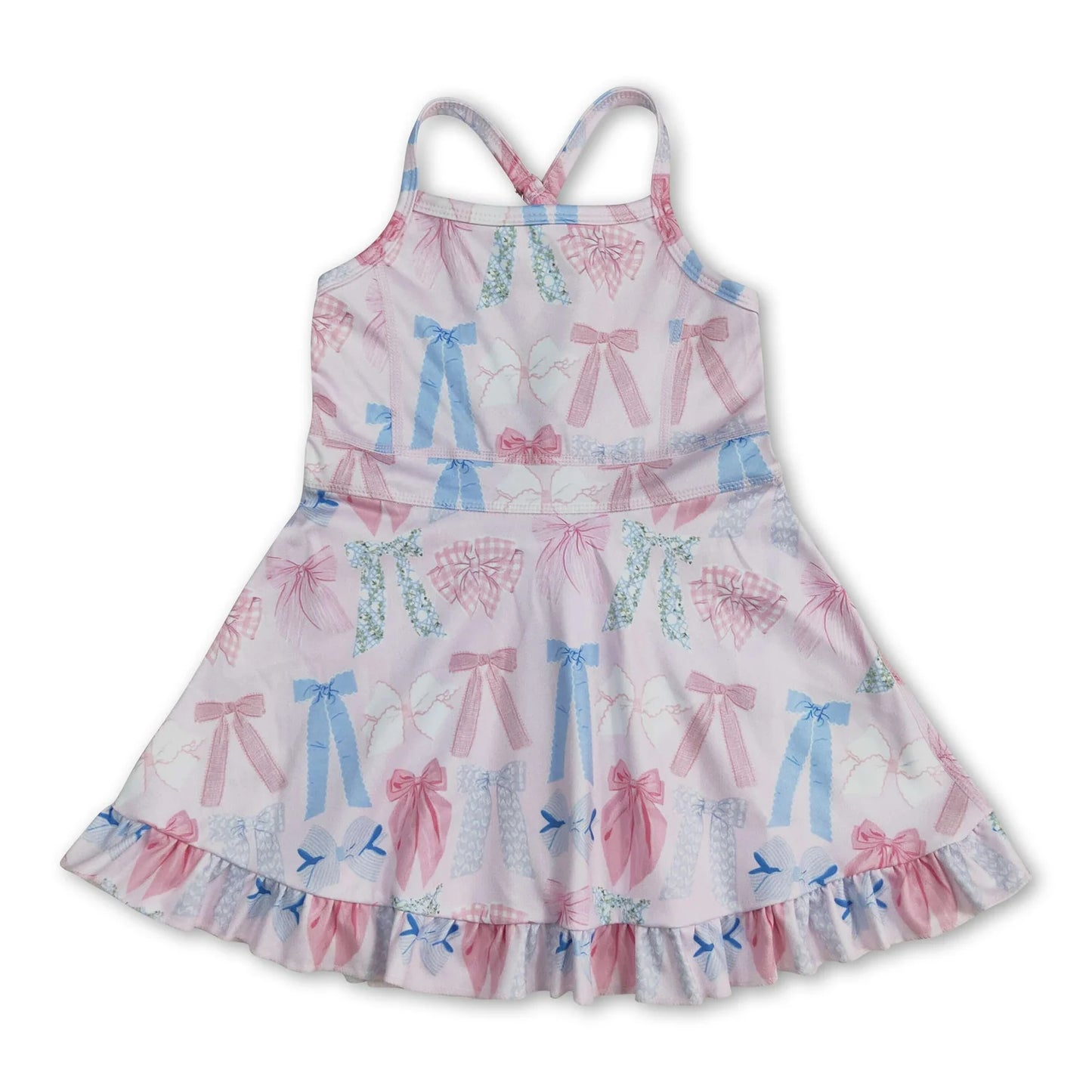 10.16 RST Sibling Baby Girls Straps Sports Wear Yoga Athletic Knee Length Dresses