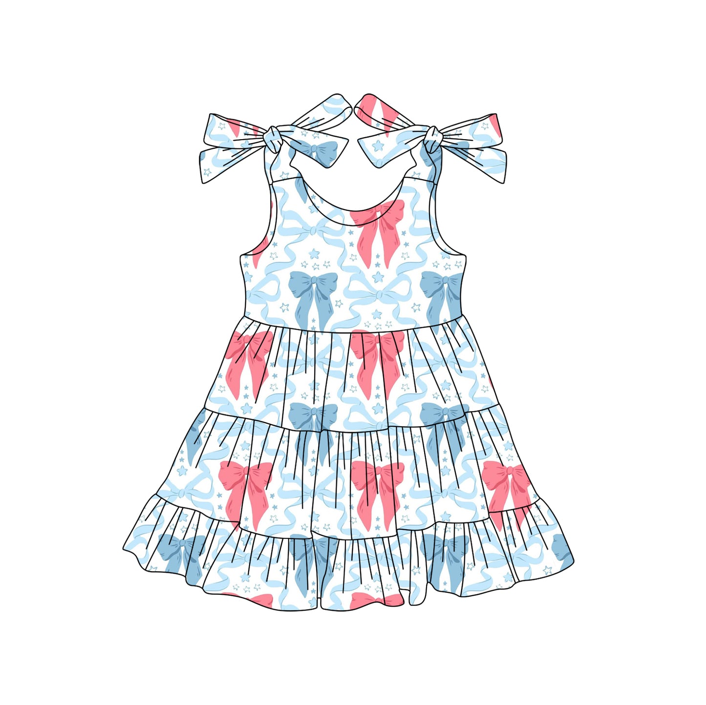 4.28 GSD2303 Pre order Straps pink blue bow baby girls summer dresses
