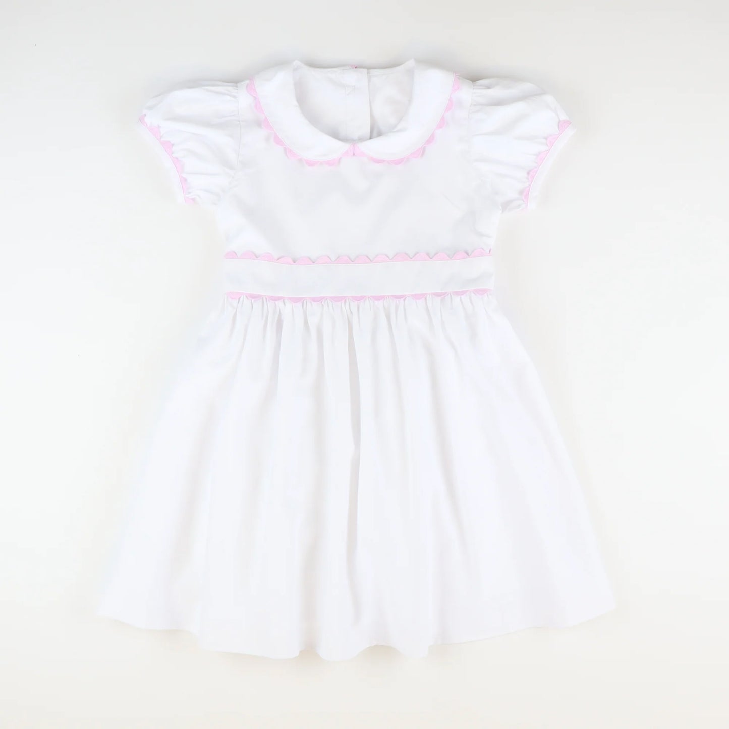4.24 GSD2315 Pre order White pink short sleeves kids girls summer dresses
