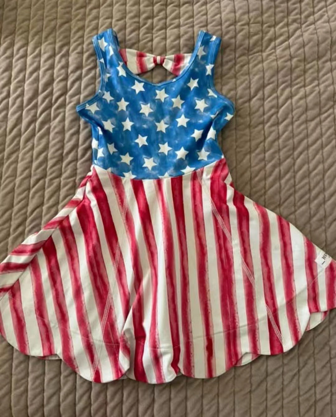 4.26 GSD2323 Pre order Sleeveless stars stripe baby girls 4th of july dresses