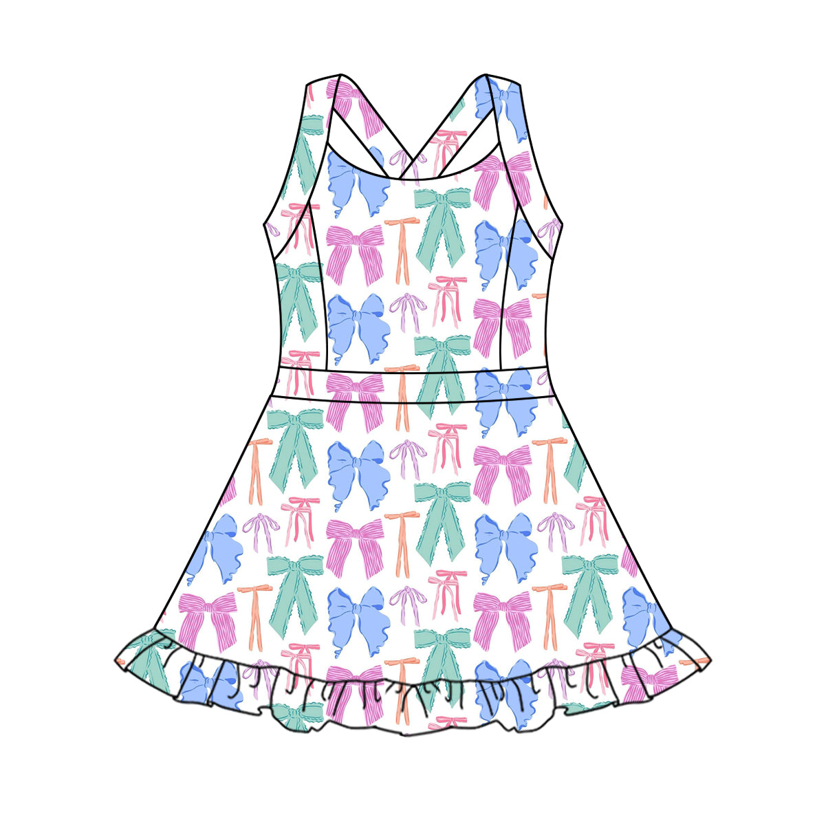 8.27 Pre order Pink Duck Mouse Ruffle Kids Girls Athletic Dresses - Cute And Sporty Girls Outfit for Active Children