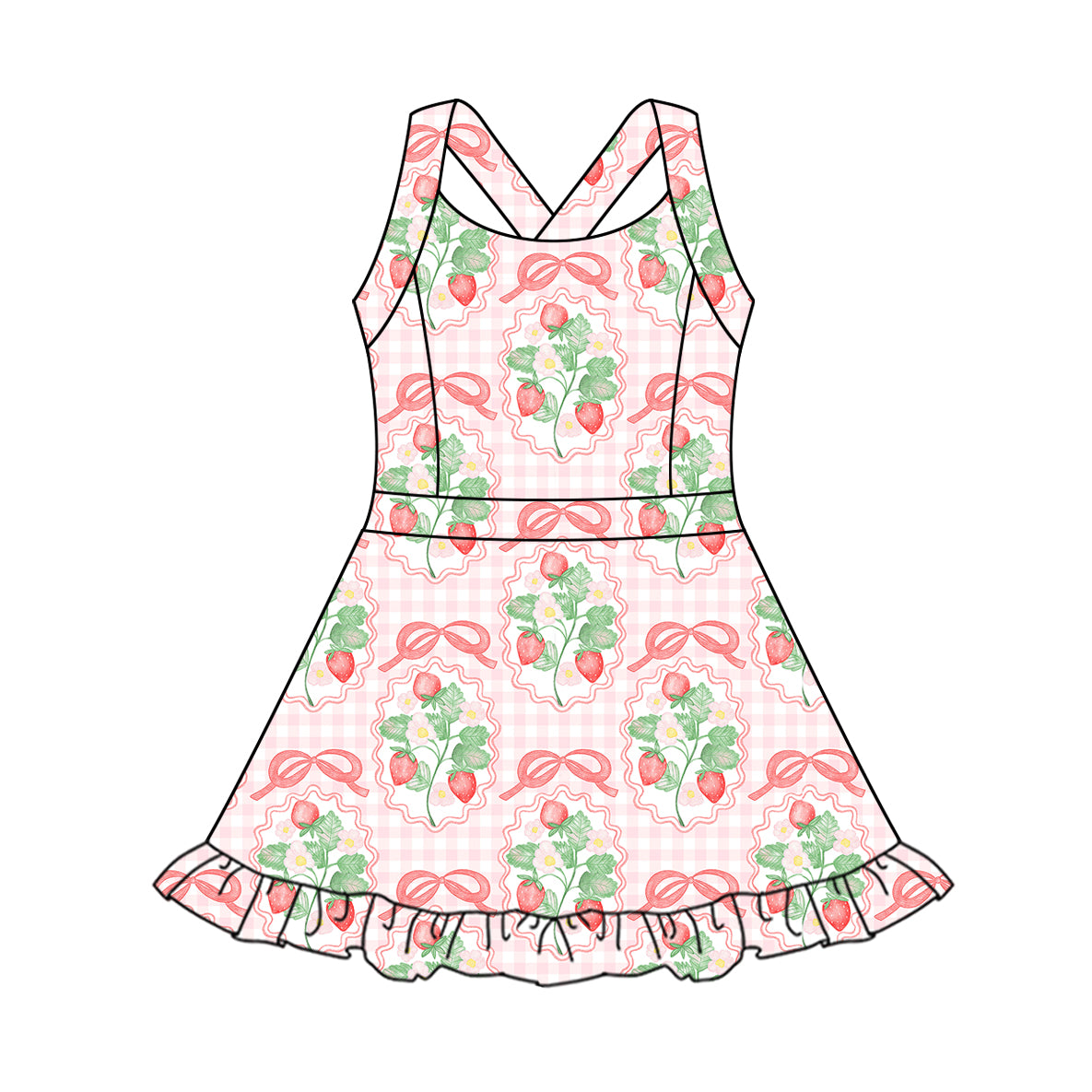 8.27 Pre order Pink Duck Mouse Ruffle Kids Girls Athletic Dresses - Cute And Sporty Girls Outfit for Active Children