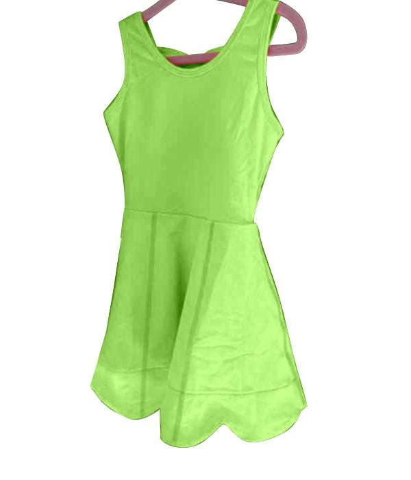 5.16 Pre order Kids Girls Sleeveless Lime Green Athletic Dresses - Comfortable Sportswear for Active Children