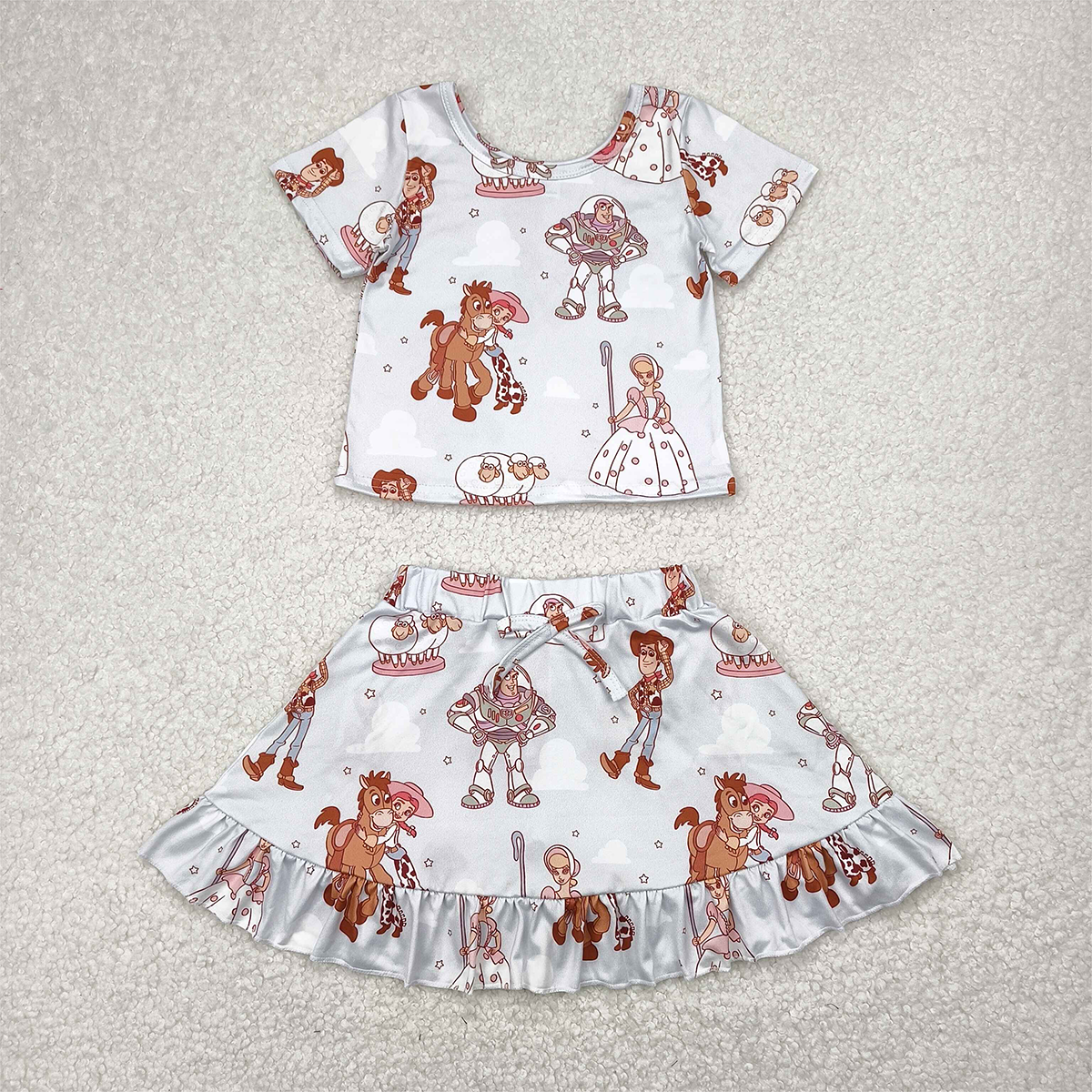 4.17 GSD2359 RTS NO MOQ Baby Girls Summer Outfits baby girl clothes cartoon short sleeve dress