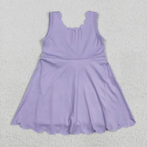 10.15 RST Sibling Baby Girls Sleeveless Activity Wear Yoga Ruffle Knee Length Dresses